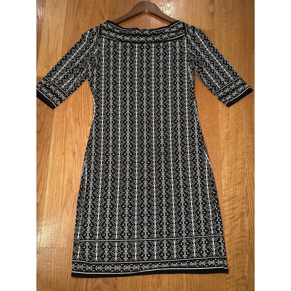 Max Studio Retro Boat Neck Dress Size Small – 3/4 Sleeve Vintage-Inspired Shift - Picture 2 of 8